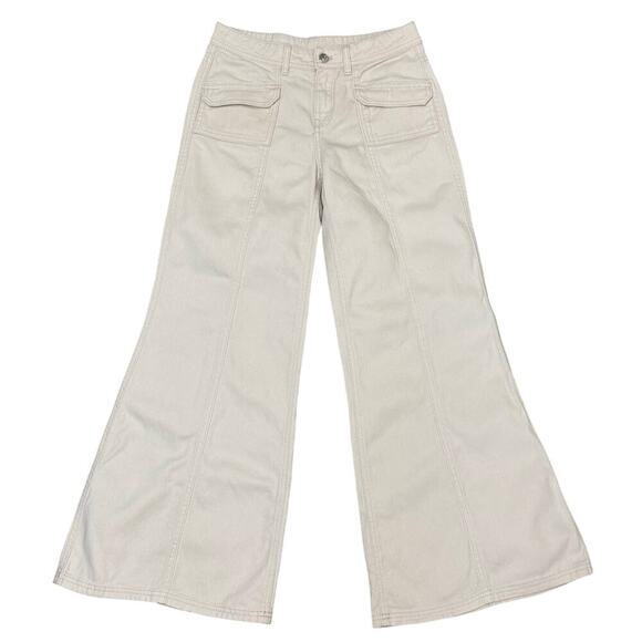 H&M Divided Cream Wide Leg Cargo Jeans Size 2 (EUR 34 - Picture 1 of 7